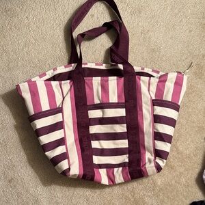 PINK Victoria's Secret Striped Tote in Pink and Purple